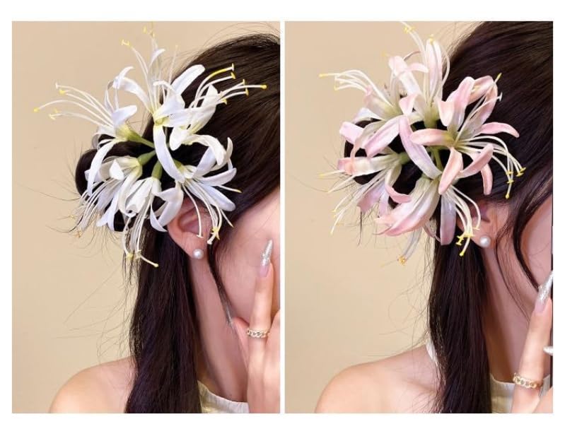 Silk Spider Plant Fake Flowers Heads,Artificial Flowers Spider Silk Flowers for Crafts,Fake Flowers Bulk,Artificial Flowers for Cake Decoration Wedding Party Birthday Home Décor (9, White) - color: White