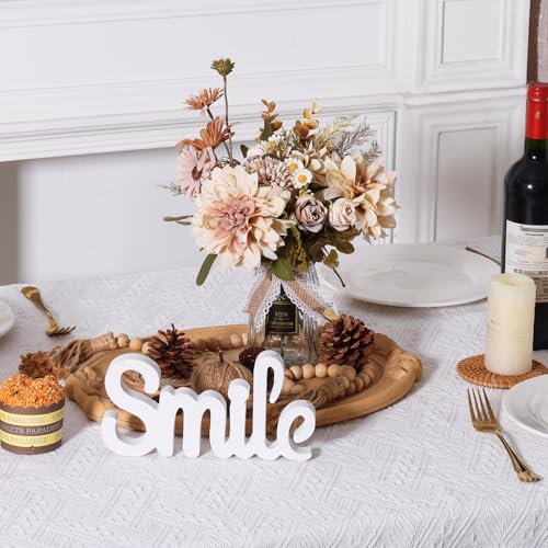 CEWOR Fake Flowers in Vase, Artificial Flowers with Vase Faux Silk Floral Arrangement Table Centerpieces Decor for Home Office Dining Farmhouse Coffee Table Living Room Bathroom Plant Decor .Brown - color: Brown