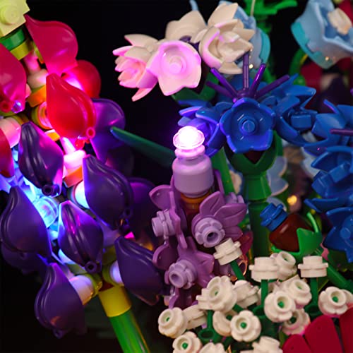 LED Light Kit for Lego Wildflower Bouquet 10313 Artificial Flowers with Poppies and Lavender, Decoration Lights Valentines Day Gift (Lights Only, No Lego Models) - color: 10313 Wildflower Bouquet, size: Standard Version