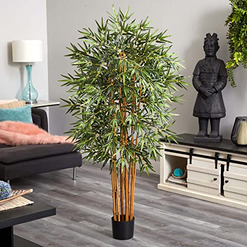 Nearly Natural 5ft. Curved Bamboo Silk Tree - size: 5ft