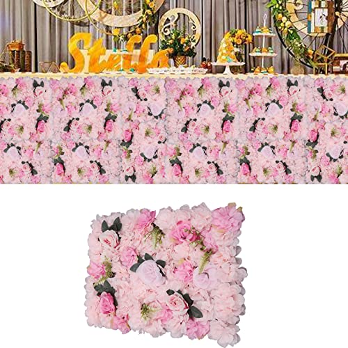 Flower Wall Panel Set, 12 Pcs Light Pink Artificial Dahlia Rose Flower Mat Backdrop, Silk Floral Panels for Decoration 24x16 Inch - color: Light Pink