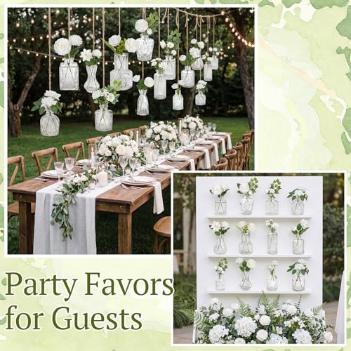 36 Pcs Artificial Flowers Table Centerpiece with Vases Colorful Wildflower Centerpieces Silk Flower Arrangement for Wedding Baby Shower Table Centerpieces Party(White Bloom,Clear) - style: White Bloom