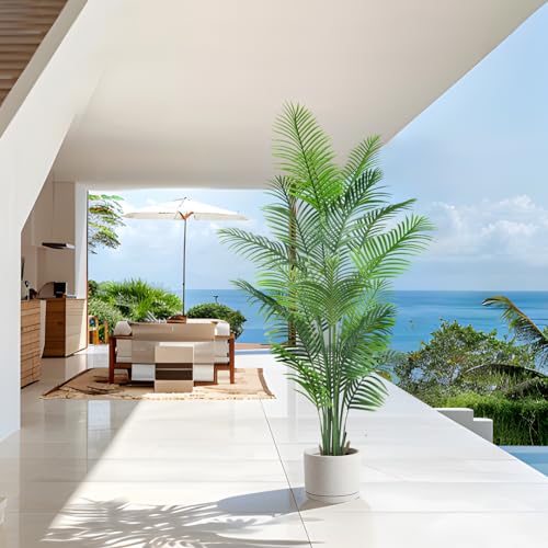 ANTING Artificial Areca Palm Plant Faux Tropical Tree 6.1FT, Fake Palm Tree Indoor Decor with 15Trunks for Home Office Garden Hotel Decor Gift（1pack）