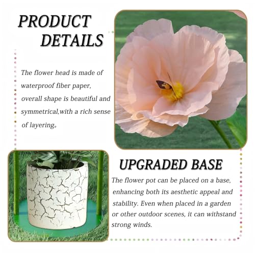 5.8 Ft Giant Artificial Flowers,Large Paper Flower,Huge Poppy Flowers Decoration for Wedding,Hotel,Office,Window Display and Home Farmhouse Decor(Champagne) - color: Light Chanpagne