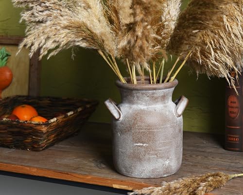 Quoowiit Ceramic Rustic Farmhouse Vase, Distressed Decorative Flower Vases for Home Decor, Ideal Shelf Decor, Brown Boho Vase for Living Room Bedroom Kitchen Office Decor Centerpiece Table Decorations - color: 8 Inch-brown