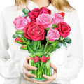 Airpark 3D Pop Up Paper Flowers Bouquet Card 12’‘ with Note & Envelope, Birthday Gifts, Anniversaries, Get Well, Thank You, Greeting Cards for Women Mom Wife Friends, Red Rose - style: Roses