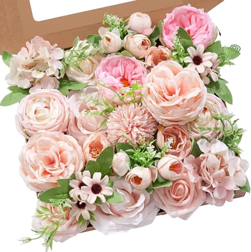 Serwalin 2PCS Artificial Flowers Pink Flowers Fake Silk Flowers Wedding Cake Flowers for Wedding Bouquets Table Centerpieces Spring Decor Party Baby Shower Decoration - color: A Athens Pink, size: 2 Boxes