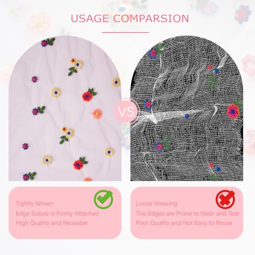 Pink Embroidery Daisy Table Runner 10ft 120 Inch Fall Florals Gauze Tulle Sheer Cheesecloth Holiday Kitchen Dining Table Decoration for Home Wedding Party Baby Shower Birthday Indoor Decorations - color: Pink, size: 10ft x 1Pack