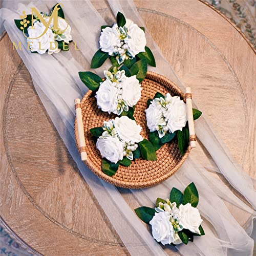 Ivory White Boutonnieres for Men 6Pcs Artificial Rose Wedding | Faux Boutonniere for Wedding Ceremony Anniversary Party Prom Homecoming Formal Engagement Graduation Gift for Groom Groomsmen - color: 6 Pcs Boutonnieres White#2