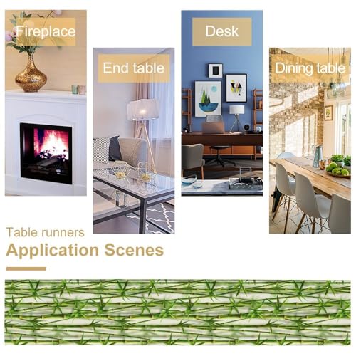 Bamboo Table Runner Abstract Botanical Leaves Art Printed Dinner Runner for Home Kitchen Dining Table Decor Fabric 1 Panel W13xL36in - color: Bamboo-1, size: 13"W x 36"H