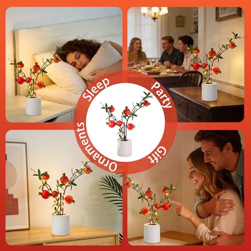 WSYEAR Christmas Decoration Artificial Pomegranate Branch Mini Lifelike Realistic Fruit Stem Fake Plastic Ornament Festival Indoor - color: Pomegranate
