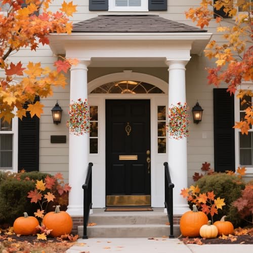 Artificial Faux Mums Fall Hanging Flowers for Outdoor Decoration,2 Pack Fake Silk Plants Daisy Realistic UV Resistant Summer Decor for Home Indoor Porch Patio Balcony Yard Autumn Decor (Brown Orange) - color: Brown Orange
