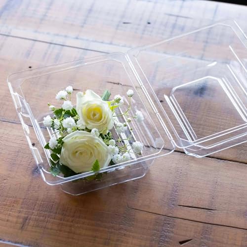 Curtis Wagner Plastics CW-543 Clear Boutonniere Flower Boxes (5-Pack) Size 4.5" x 3.75" x 3" | Plastic Floral Containers for Corsage, Small & Large Flowers | Perfect for Weddings, Proms, Keepsakes - style: Boutonniere