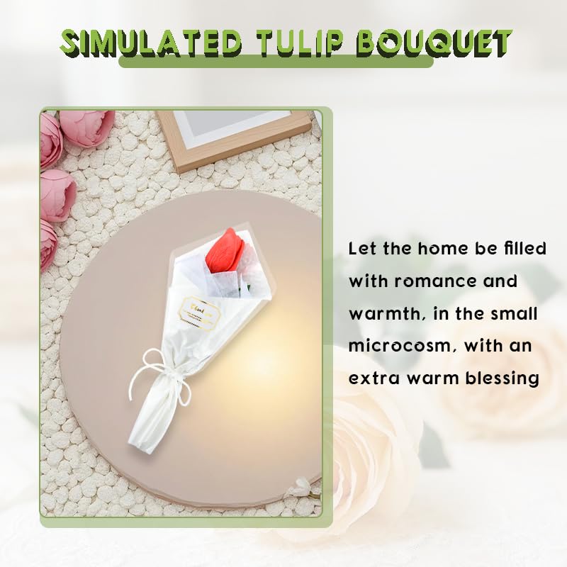 Tulips Artificial Flowers Real Touch Faux Tulips Silk Flower Arrangement Wedding Easter Decorations Single Red Flower Bouquet Thank You Gifts Tulip Wreath Table Centerpiece Floral Spring Decor - color: Red