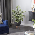 Deco 79 Faux Foliage Ficus Tall Artificial Tree with Realistic Leaves and Black Plastic Pot, 23" x 24" x 38", Green