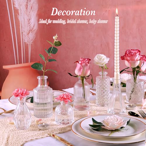 UPBUD Clear Glass Bud Vases Set of 12, Mini Flower Vase for Centerpieces, Small Vases in Bulk for Wedding Decorations, Vintage Vase for Baby Shower, Party, Recepetion, Home Table Décor - color: Standard-clear, size: 12pcs