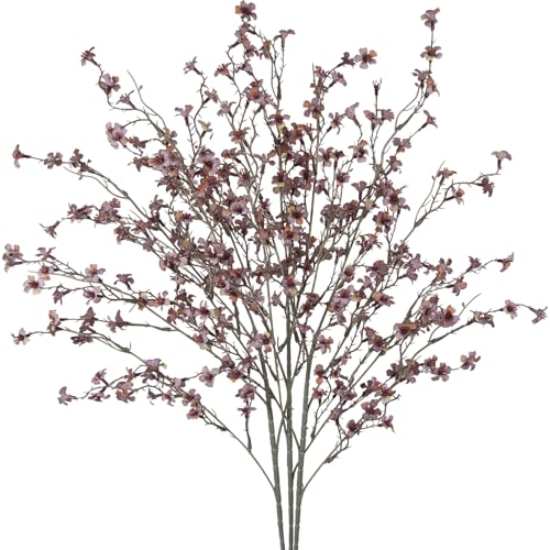 3 Pcs Cherry Blossom Branches Artificial Flowers for Spring Summer Indoor Decoration Faux Cherry Blossom Long Stems Fall Silk Fake Flowers for Tall Vase Arrangements Home Wedding Table Brown - color: Brown
