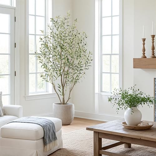 Nafresh Super Full Faux Olive Tree, 6FT Artificial Olive Tree Indoor, Fake Silk Trees with Realistic Leaves and Lifelike Fruits for Indoor Outdoor Living Room Corner Office Bedroom Home Decor - size: 6ft