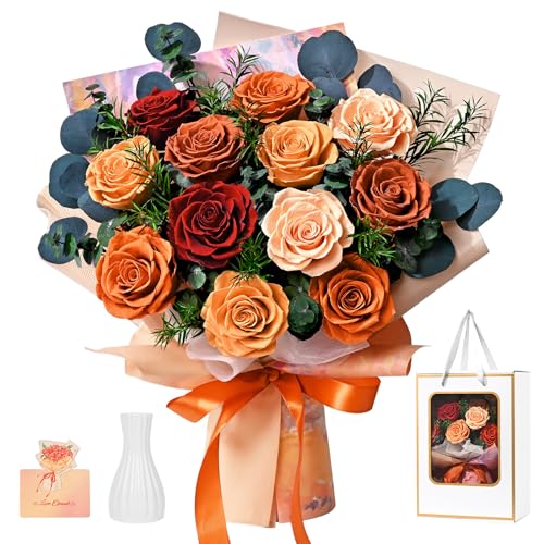 Flower Bouquet 12-Piece Preserved Roses Yellow - color: Yellow-12, size: 12 Roses