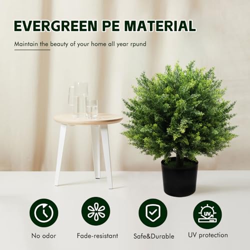 21-Inch Artificial Cedar Ball Trees (Set of Two) – Lifelike, UV-Resistant Decor for Indoor & Outdoor Use – Enhance Your Space with Vibrant Greenery - color: 2pcs-cedar