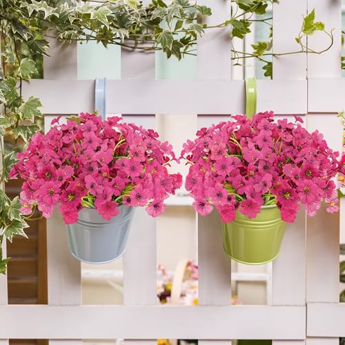 16 Bundles Artificial Flowers for Outdoors Fake Flowers Faux Plants for Indoor Outside Garden Porch Window Box Hanging Planters Home Farmhouse (Rosered) - color: Rosered, size: 15inches-16pcs