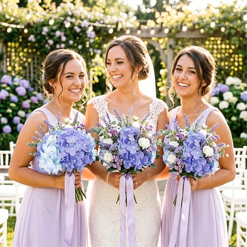 Auihiay 64Pcs Hydrangea Artificial Flowers Bulk, Faux Hydrangea Flowers Heads with Stems for Wedding Centerpieces Engagement Anniversary Birthday Housewarming(Mixed Purple) - color: Mixed Purple