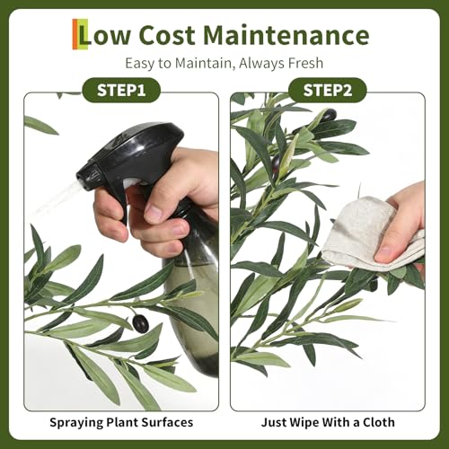 Garvee 6FT Indoor Olive Tree, Artificial Plant with Oval Planter, Lifelike Foliage and Fruits, Fake Plant for Home Decor, Office, Porch and Living Room - size: 6ft