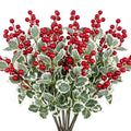 10 Pcs Christmas Flowers Artificial Red Berry Picks Decor, Holly Berries Stems, Christmas Tree Decoration, Winter Bouquet Silk Floral Arrangements Home Outdoor Indoor Ornaments