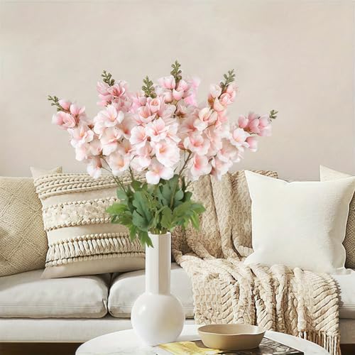 6PCS Pink Gladiolus Artificial Flowers 33.5in Long Stem Fake Silk Flowers Faux Gladiolus for Tall Vases Wedding Home Party Centerpieces Table Decor Floral Arrangements (Light Pink) - color: Light Pink