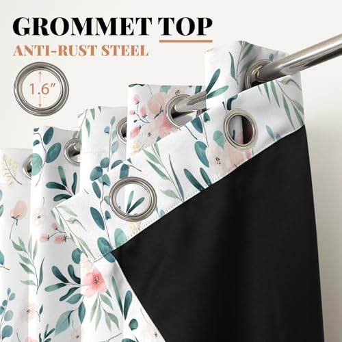 Renaiss Leaf Curtains Green Leaves Print Blackout Window Curtains for Bedroom Botanical Plants Grommet Top Room Darkening Window Drapes for Living Room 29W x 45L Inch Two Panel Set - color: Sage Green, size: 29"W x 45"L (Pack of 2)