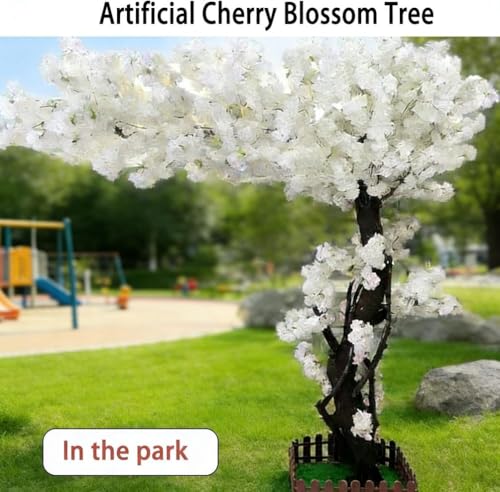 Japanese Artificial Cherry Blossom Trees Wishing Tree Handmade Shopping Wedding Party Indoor and Outdoor Decoration Artificial Cherry Blossom Tree,White,H3.9*L3.5ft | Fake Japanese Sakura Tree for Wedding, Banquet, Mall, Indoor and Outdoor Decoration,Stag