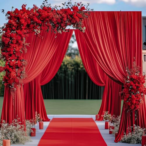 10x12 ft Red Backdrop Curtains for Wedding Parties, Wrinkle Free Polyester 12 ft Long Photo Backdrop Drapes Back Drop Cloth for Birthday Baby Shower Ceremony Photography Background - color: Red, size: 5ft(W)x12ft(H)_2 Panels