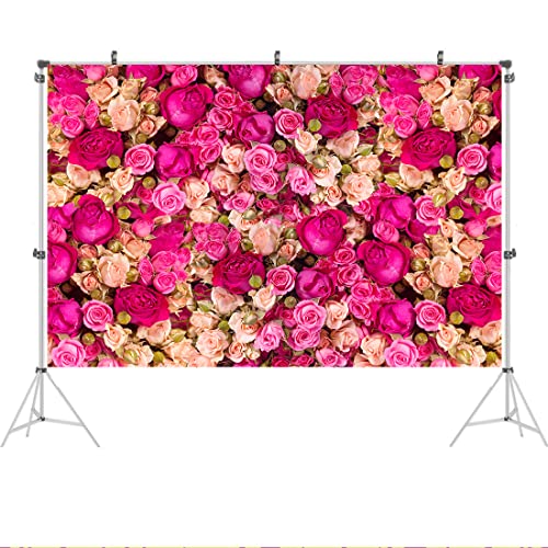 Ticuenicoa 6x4ft Pink Red Rose Flowers Photography Backdrop Valentine's Day Photo Background Baby Shower Wedding Birthday Decoration Bridal Shower Wedding Blossoms Roses Wall Art Photo Booth Props - size: 6x4ft