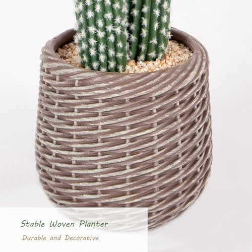 26 Inch Artificial Cactus Plant Indoor, Realistic Faux Cactus Plant with Plastic Woven Planter，Lifelike Fake Cacti for Home Office Garden Store Patio Decor. - size: 26 Inch
