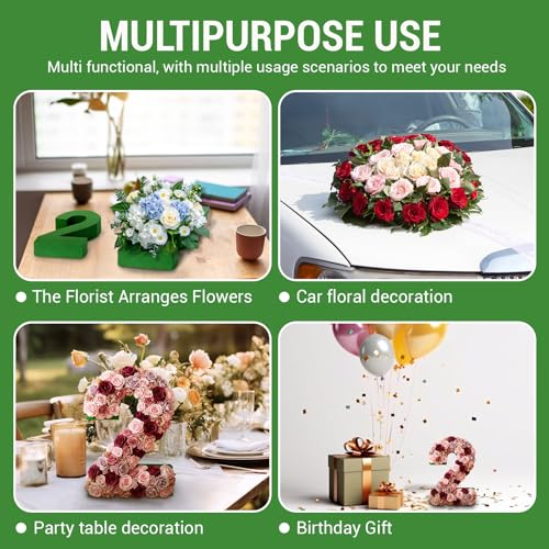 Leinuosen 12inch Dry and Wet Floral Foam Numbers Blocks Green Foam Blocks for Fresh and Artificial Flowers for Weddings Birthday Flower Arrangement Craft Project Garden Decoration(Number 2) - style: Number 2