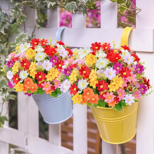 XONOR 10 Bouquets Artificial Flowers Fake Silk Daisy Plants for Indoor Home Wedding Party Decoration, Assorted Colors Daisy for Spring Summer Decoration - color: Daisy