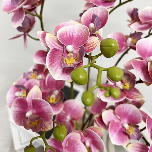ATFL 8 Pack Pink Orchid Artificial Flowers Real Touch, 22'' Artificial Fake Faux Silk Orchid Stem Bouquets for Wedding Party Home Garden Decor,Orquideas Artificiales para Decora - color: Pink
