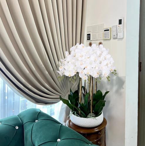 White Orchid Artificial Flowers,6PCS Artificial Phalaenopsis Flowers 38" Fake Orchid Stems for Wedding Party Office Home Décor(White) - color: White
