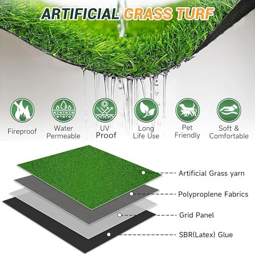 Petgrow Artificial Realistic & Thick Fake Mat for Outdoor Garden Landscape Pet Pad Dog Synthetic Grass Rug Turf (8FTX20FT(160 Square FT) - size: 8FTX20FT(160 Square FT）