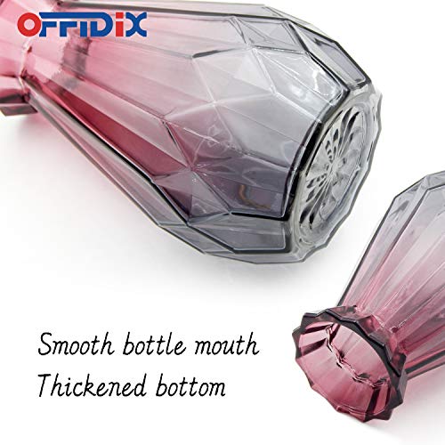 OFFIDIX Glass Vase Gradient Multicolor with Geometric Faceted Design Floral Vase for Weddings, Events, Decorating, Arrangements, Flowers, Office, or Home Decor - color: D-wine Red Gray Gradient