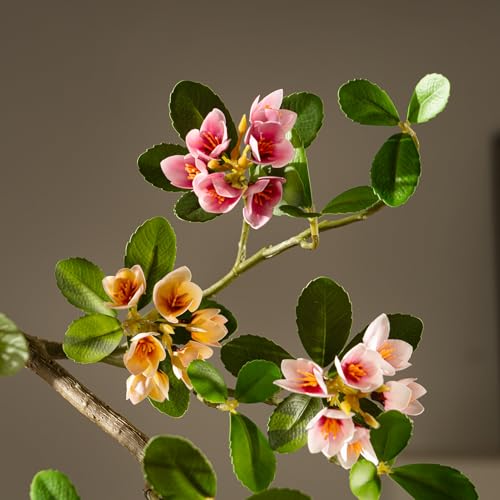 Artificial Bonsai Tree Fake Plant in Pot 2.6FT Artificial Flowers Plants Artificial Spring Flowers Tree Bonsai with Lifelike Leaves Realistic Flowers for Living Room Stairwell Patio Decor(Multicolor) - color: Multicolor