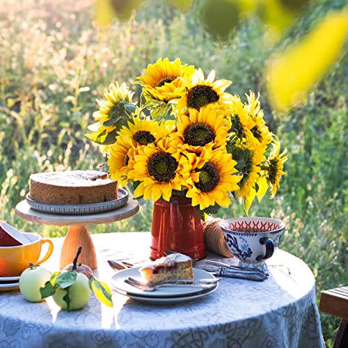 CEWOR 10pcs Sunflowers Artificial Flowers with Long Stem Fake Sunflowers Bulk Fall Decoration for Wedding Home Birthday Party Outdoor Indoor Decor - color: Sunflowers-2