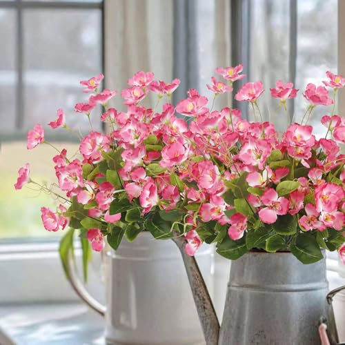 3 Pcs Artificial Flowers for Outdoors Hibiscus Spring Summer Decor Pink Artificial Tropical Flowers Realistic UV Resistant Silk Hibiscus Flowers for Outside Planter Front Door Porch Patio - color: Pink