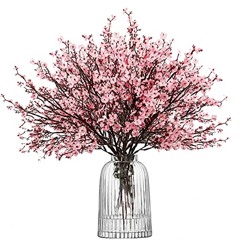 Uieke 6 Pcs Artificial Flowers Baby Breath Faux Artificial Gypsophila Bouquet Fake Silk Flowers Real Touch for Hotel Home Office Kitchen Wedding DIY Farmhouse Décor (Pink) - color: Pink, size: 6PCS
