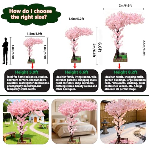 8.3FT Big Artificial Cherry Blossom Trees Pink for Home Decor Indoor Outdoor,Arbol De Cerezo Artificial Grande,Faux Fake Cherry Blossom Tree for Office HotelGarden Party Wedding - color: Pink, size: 8ft 3in