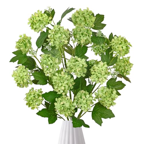 DEMIUKO 4PCS Artificial Hydrangea Flowers 30 Inch Fake Silk Hydrangea Flower with 20 Real Touch Blooms Realistic Faux Hydrangeas Decorations for Wedding Table Centerpieces Vase Home Decor - color: Green