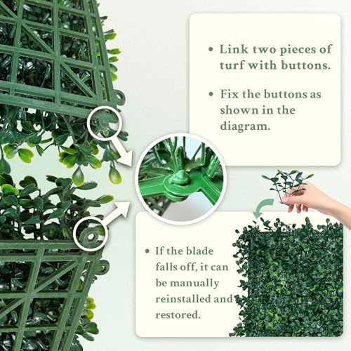 ODTORY Artificial Boxwood Wall Panels 20x20 inch 8Pcs, UV-Anti Faux Greenery Grass Hedge for Privacy Screen，Fake Ivy Plant Fence for Outdoor Garden, Backyard, Balcony, and Indoor Home Decoration - size: 20"X20" 8P
