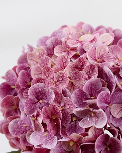 DuHouse 3Pcs Large Hydrangea Artificial Flowers,20 inch Latex Real Touch Hydrangeas with Long Stems & Leaves for Home Decor Party Floral Arrangements Wedding Bouquets Centerpieces(Rose Red) - color: Rose Red, size: 3pcs