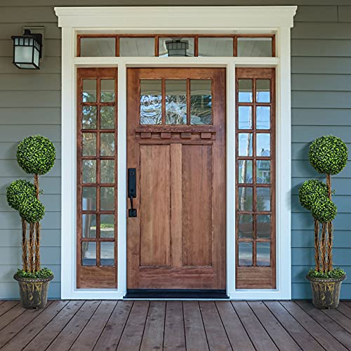 Goplus 4 Ft Artificial Boxwood Topiary Tree, 2 Pack Fake Greenery Plants Triple Ball Tree, Leaves & Cement-Filled Plastic Flower Pot Decorative Trees for Home, Office, Indoor and Outdoor Use - size: 4 Ft