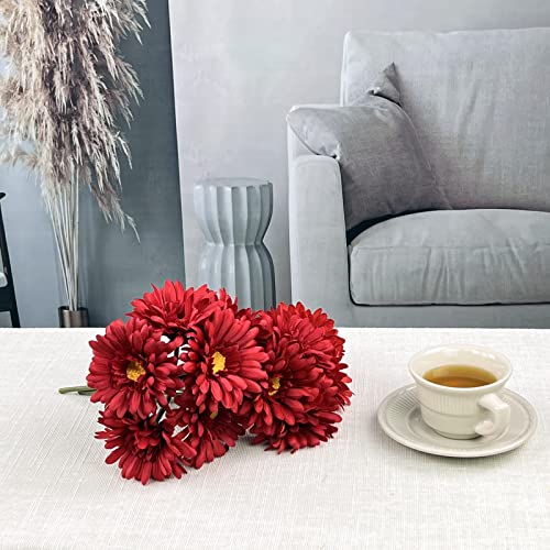 TOPIA Artificial African Daisies Flowers African Daisy Silk Flowers Artificial Gerbera Daisies Pack of 10 (Red) - color: Red, size: 10pcs
